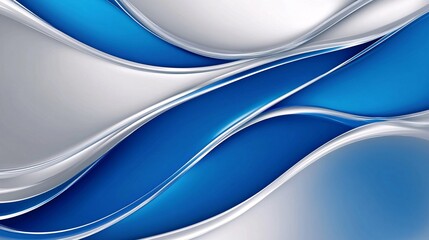 Poster - abstract blue and silver wave background design elegant swirls modern digital art graphic illustrati
