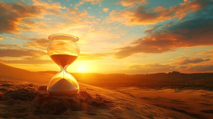 Wall Mural - Hourglass sunset desert sandscape; time concept (1)