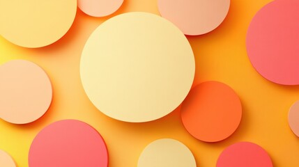 Aufkleber - Colorful circles arranged on a bright orange and yellow background in a creative display. Generative AI