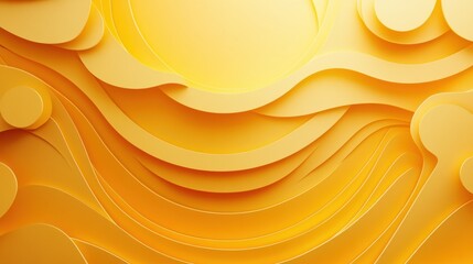 Fototapete - Warm yellow abstract design showcasing layered shapes and sun in a vibrant artistic composition. Generative AI