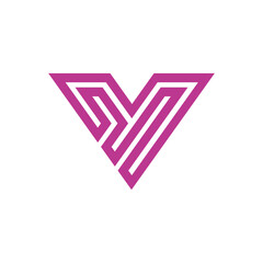 Geometric Letter V Triangle Logo design vector template on white background