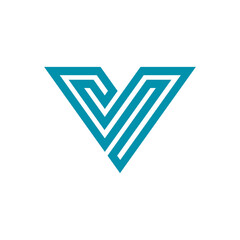 Geometric Letter V Triangle Logo design vector template on white background