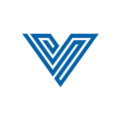 Geometric Letter V Triangle Logo design vector template on white background