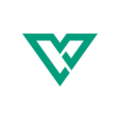 Geometric Letter V Triangle Logo design vector template on white background