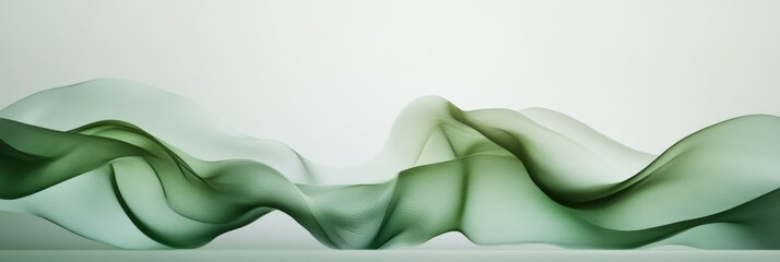 Leinwandbilder - Soft green fabric waves create a serene and tranquil atmosphere in an elegant setting. Generative AI