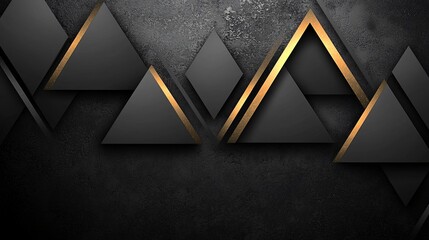 Wall Mural - Abstract gold triangles on dark background