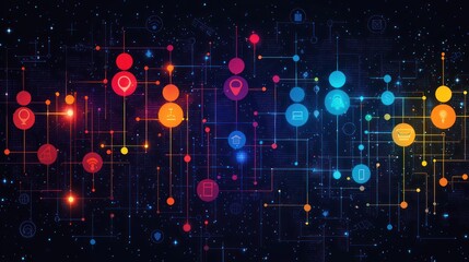 Wall Mural - global network connection, data visualization, digital technology, cosmic background, website banner