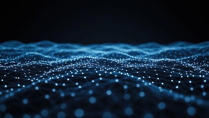 Aufkleber - Exploring Network Connections: Digital Nodes and Interconnectivity Visualized in Abstract Blue