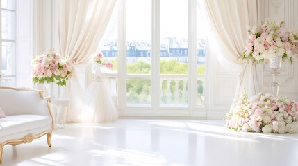 Wall Mural - Parisian Room, Flowers, Sunlight, Elegance, Wedding