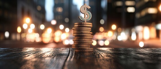 Poster - Stack of coins with clock on top and market chart showing business growth and stock graph analysis