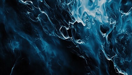 Poster - Abstract Ocean Currents: Deep Blue Swirls and Eddies Flowing Mysteriously