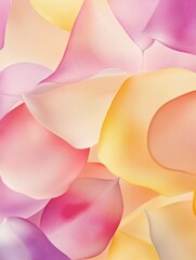 Wall Mural - Colorful floral petals overlapping in soft hues create a serene and vibrant visual. Generative AI