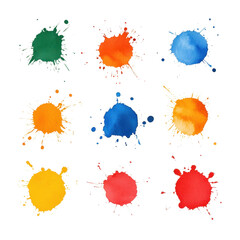 Poster - Colorful Paint Splashes in Various Styles Arranged in a Grid Layout Perfect for Creative Projects and Artistic Backgrounds