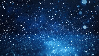 Poster - Glimmering Blue Particles Dance and Shimmer, Creating a Magical Winter Night Scene with Sparkling Effects