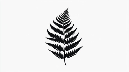 Wall Mural - Single fern frond, black silhouette, white background, nature design