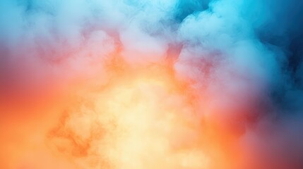 Poster - a vibrant blend of blue and orange hues creates a mesmerizing cloud-like effect, evoking a sense of 