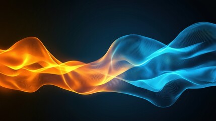 Aufkleber - Dynamic Abstract Energy Waves in Futuristic Style with Blue and Orange Colors