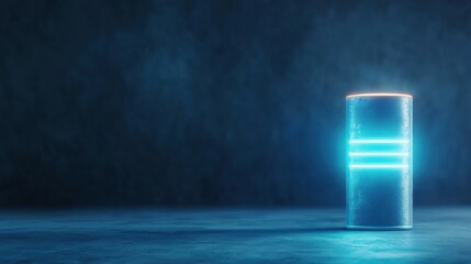 Poster - Digital Hologram Battery Level Indicator with Neon Glow in Dark Background