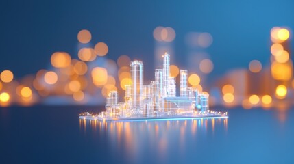 Poster - Futuristic Power Station Concept with AI Optimization and Cityscape Elements