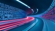 © MD - Abstract digital data highway, binary code tunnel.