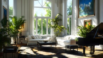 Wall Mural - Sunlit Mansion Living Room Interior Design