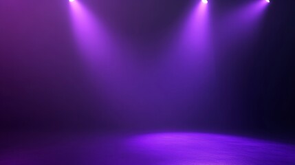 Aufkleber - Purple background wall studio room with spotlights casting shadows on the floor, featuring a dark violet backdrop and neon lighting, perfect for product presentations, exhibitions, or event showcases