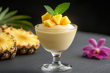 Wall Mural -  pineapple mousse in glass cup