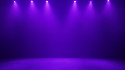 Aufkleber - Purple background wall studio room with spotlights casting shadows on the floor, featuring a dark violet backdrop and neon lighting, perfect for product presentations, exhibitions, or event showcases