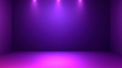 Aufkleber - Purple background wall studio room with spotlights casting shadows on the floor, featuring a dark violet backdrop and neon lighting, perfect for product presentations, exhibitions, or event showcases