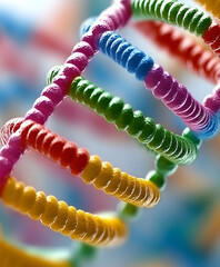 Poster - A colorful depiction of a DNA helix, showcasing vibrant rings that symbolize genetic structures and biological complexity