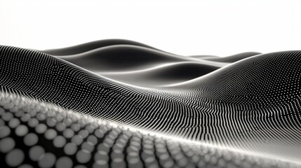 Wall Mural - Abstract grayscale wave pattern, digital landscape