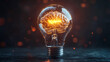 © jiejie - 3D Render of a Light Bulb with a Glowing Brain Inside