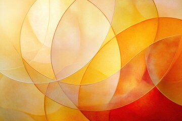 Wall Mural - Abstract artwork with orange and yellow shapes creating a harmonious blend of light and curves. Generative AI