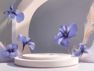 Wall Mural - Elegant floral studio podium display