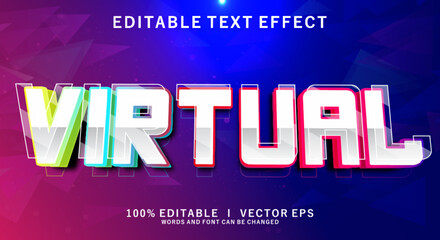 Poster - virtual 3d vector text effect with modern style design