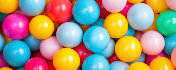 Poster - A vibrant mix of colorful plastic balls, including shades of red, blue, yellow, pink, and green, creating a playful and lively backdrop.