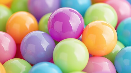 Poster - A vibrant collection of glossy, colorful balls in various shades, creating a cheerful and playful display.