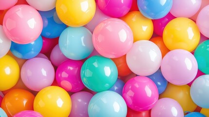 Poster - A vibrant assortment of colorful, round balls in various shades, perfect for play or decoration, creating a cheerful visual appeal.