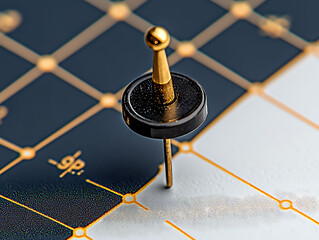 Poster - Closeup of a golden pin on a circuit board, symbolizing connection, innovation, and precision.  The images sophisticated style is perfect for tech, engineering, or strategy concepts.