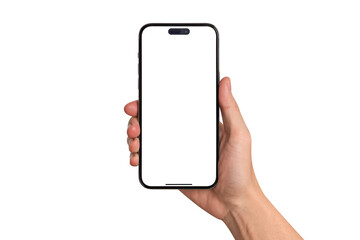 beautiful hand holding smartphone with blank screen. advertising, business, finance and technology c