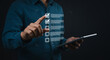 © StockWorld - ** Digital Checklist: Man Completing Tasks on Tablet. Efficient Workflow, Productivity & Compliance Concept.