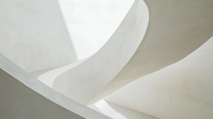 Poster - Abstract architectural design featuring smooth, flowing white curves and light, creating a serene and modern atmosphere