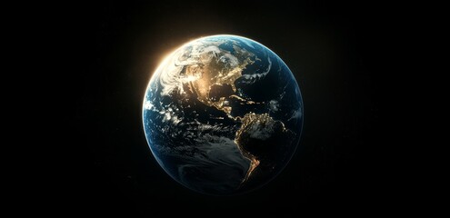 Poster - a futuristic global technology concept featuring a digital illustration of earth with glowing networ