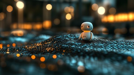 Poster - a 3d illustration of a robot, android, and chat bot represents an abstract cyber concept of smart ho