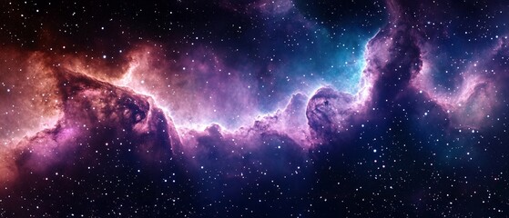 breathtakingly beautiful and colorful deep space nebula with bright twinkling stars and vibrant cosm