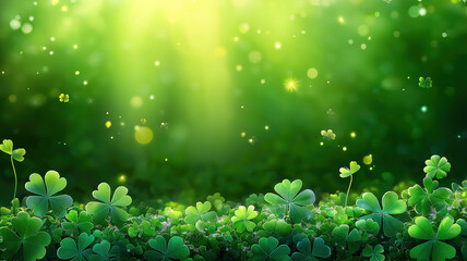 Wall Mural - design for st patrick's day with green elements and blank space for festive greetings