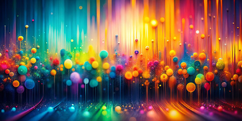 Poster - This artwork showcases an explosion of vivid colors and shapes flowing harmoniously, evoking a sense of energy and dynamic motion, ideal for creative inspiration