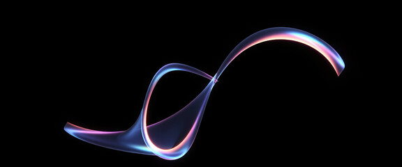 Poster - Swirling ribbons of color weave through a dark space, creating a sense of motion and depth. The interplay of light and shadow enhances the fluidity of the shapes