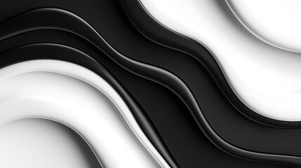 Poster - Abstract black white waves digital art background