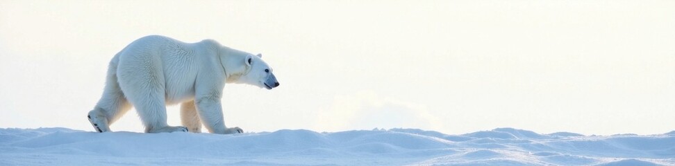polar bear silhouette on white snowy background, winter, icy